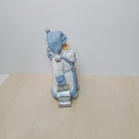 Enchanting Blue and White Santa Claus Figurine with Snowman Holiday Decor‎ - Picture 3 of 5